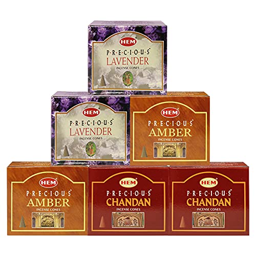 Lavender Amber Chandan Incense Cones & Holder Bundle Variety Pack from Hem Trumiri Insense Insence - color: Lavender & Amber & Chandan