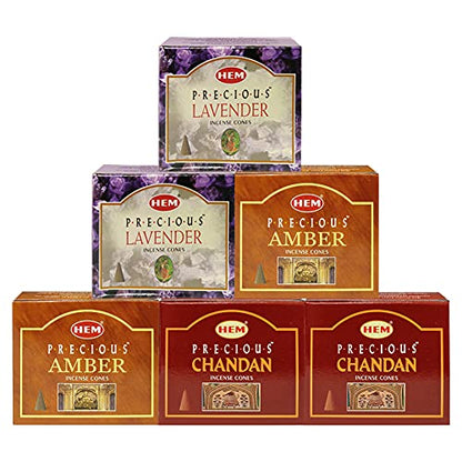 Lavender Amber Chandan Incense Cones & Holder Bundle Variety Pack from Hem Trumiri Insense Insence - color: Lavender & Amber & Chandan