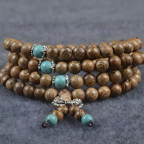 Zen Dear Unisex Natural Wenge Wood Mala Prayer Beads Necklace Bracelet Beads Meditation Buddhist Japa Rosary Mala Bead Yoga - style: 6mm 108 beads special