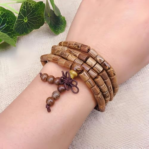 Zen Dear Unisex Natural Wenge Wood Mala Prayer Beads Necklace Bracelet Beads Meditation Buddhist Japa Rosary Mala Bead Yoga - style: 6mm 108 barrel beads