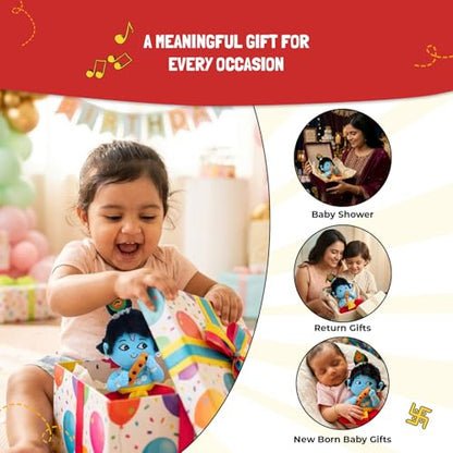 Panda's Box Mantra Chanting Baby Krishna (Small - 23 CM) | Musical Soft Plush Toy | Best Gift for Infants, Toddlers & Babies
