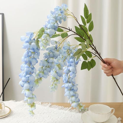 4pcs 47.2in Artificial Fake Wisteria Hanging Flower Garland Silk(blue) - color: Blue