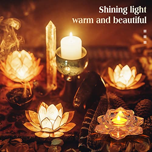 Meekoo 12 Pcs Lotus Crystal Tealight Candle Holders for Wedding Party