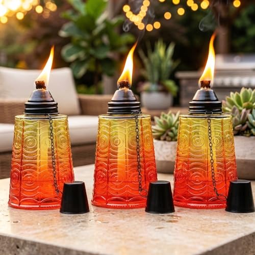 Seraphic Citronella Torches for Outside Patio Table Top Decor, Sunset - color: Sunset