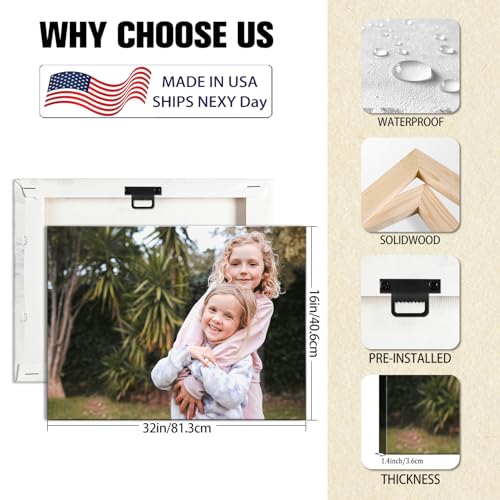 Custom Canvas Prints with Your Photos, Personalized Wall Art for Home Decor - size: 16"L x 32"W
