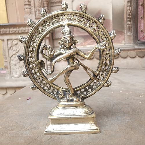 Liv Brass Nataraja Statue 9 Inch – Handmade Solid Brass Lord Shiva Nataraja Idol with Antique Finish, Hindu Cosmic Dance Sculpture for Home Decor, Yoga Room & Housewarming Gift - color: Antique Black