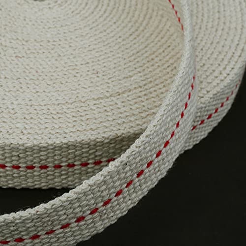 SWATOM Oil Lamp Wicks 33 Feet Roll 3/4 inch Oil Wick for Lamps Cotton Lantern Kerosene Wick Replacement with Genuine Red Stitch - size: 3/4 Inch Cotton Oil Lamp Wicks 33 Feet