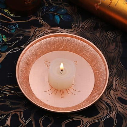 Copper Offering Prayer Ritual Bowl Plate - Great for use Witches Meditation,Smudging, Incense,Candle Dish, Ash Catcher,Jewelry Dish (New Metatron) - style: New Metatron)