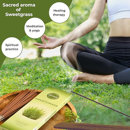 Sweetgrass Incense Sticks - Pack of 100 Inscents-Sticks - Made with Non Toxic Insence Ingredients - Scented Incienso Spiritual Insense Natural Agarbatti Incents - color: Sweetgrass