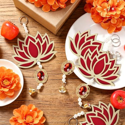 10 Pcs Lotus Decorations for Pooja Diwali Decoration for Home Indian Floral Lotus Hangings for Temple, Wedding, Festival, Wall, Navratri, Ganesh Pooja, Puja, Hindu, Shubh Labh, and Christmas Garlands