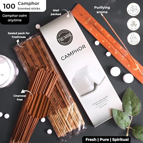 Camphor Incense Sticks - Bulk Pack of 100 Insence-Sticks - Made with Natural Non Toxic Alcanfor Inscent - Scented Incienso Spiritual Insense Incents - color: Camphor