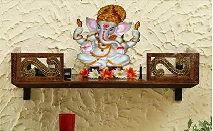 The Blessing. A White & Gold Statue of Lord Ganesh Ganpati Elephant Hindu God Made from Marble Powder