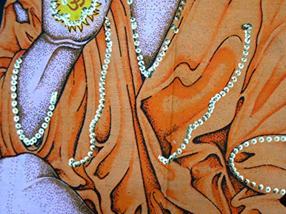 Sai Baba batik sequin Cotton Wall Hanging Painting : Size 43"x30" Inches - color: Sai baba