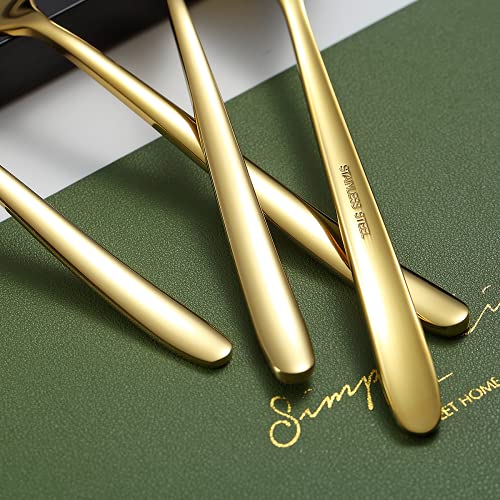Gold Dinner Spoons 6 Piece, 8.1'' Stainless Steel Tablespoons, Soup Spoons, Dessert Spoons, Spoons Silverware for Home, Kitchen or Restauran,Dishwasher Safe - color: 2. Gold