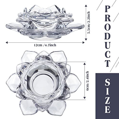 Meekoo 12 Pcs Lotus Crystal Tealight Candle Holders for Wedding Party
