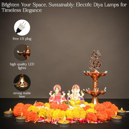 Electric Plastic Light, Pooja Diya with LED Spark, Home Temple Decor, Electric Diya Golden,Mandir Diya,Diwali Diya Lamp (2 Layer, 1) - style: 2 layer