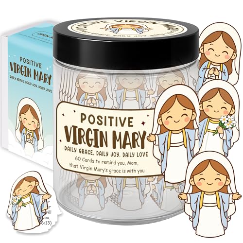 Positive Virgin Mary Jar, Mothers Day Gift For Mom, Christian Gifts For Women, Daily Encouragement Scripture Cards, Cute Faith-Based For Mom Daughter - style: Positive Virgin Mary