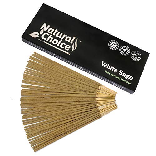 Natural Choice White Sage Incense Sticks 100 Grams, Low Smoke Traditional Incense Sticks Made from Scratch, Never Dipped (White SAGE, Single Pack) - color: White Sage, size: single pack