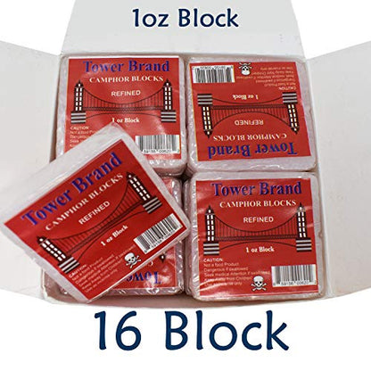 ELP ESSENTIAL Tower Brand Camphor Blocks Refined 1oz 16 Tablets