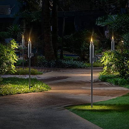 Matney Stainless Steel Outdoor Torches, 5 Ft (4 Pack, Barrel) - size: 4 Pack, style: Barrel