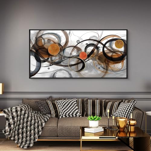 XLSJERST Large Wall Art for Living Room - Black and Gray Canvas Picture Framed Artwork for wall Modern Abstract Minimalist Paintings Oversize Wall Decor - color: Black and grey brown, size: 30x60 inches