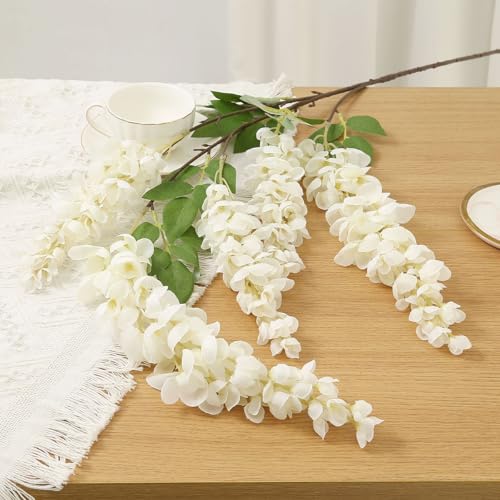 4pcs 47.2in Artificial Fake Wisteria Hanging Flower Garland Silk(white) - color: White