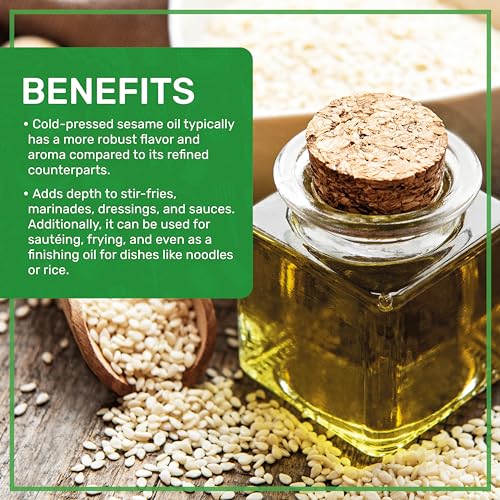 Jiva Organics Organic Sesame Oil 1 Liter Bottle - Ideal for Ayurveda & Cooking, From Organic Seeds, 100% Natural & Non-GMO - size: 33.8 Fl Oz (Pack of 1)