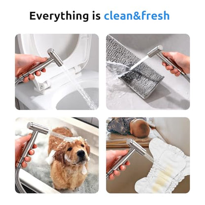 Arofa Hands-Free Bidet Sprayer for Toilet, Adjustable Water Pressure - color: Stainless Steel(One-touch), size: 1 Pack