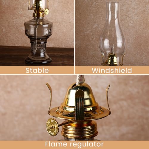 2 Pcs Oil Lamps for Indoor Use, Hurricane Kerosene Lamp, Grey - color: Gray