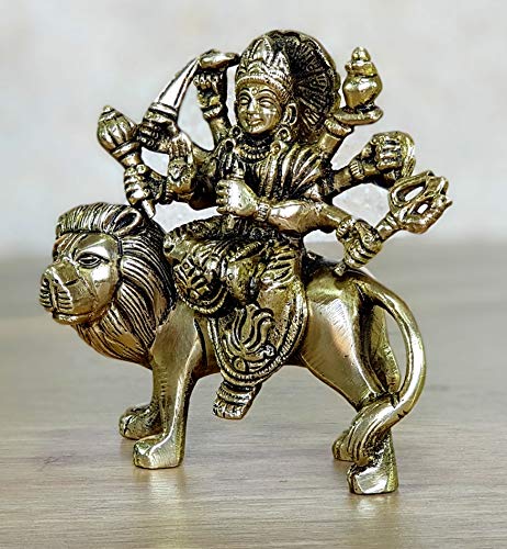 eSplanade Brass Maa Durga/MATA Rani Idol, Statue, moorti, murti for Home Mandir and Home Decor (4.6 Inches)