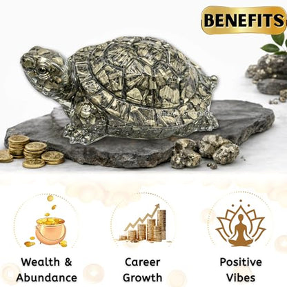 Amazing Gemstone Natural Pyrite Tortoise Turtle Figurine - color: Pyrite, size: Regular