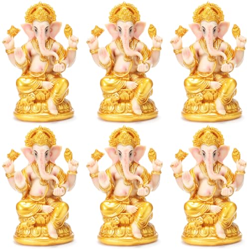 Soulchen 6 Pcs Indian Return Gifts for Pooja Ganesh Statue Small Elephants Statues Bulk Ganesha Diwali Decor Symbol of Lucky Wealth Prosperity for Diwali Pooja Wedding Favor - style: New Arrival