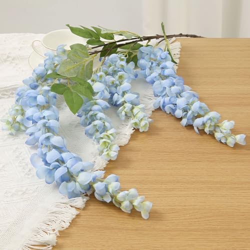 4pcs 47.2in Artificial Fake Wisteria Hanging Flower Garland Silk(blue) - color: Blue