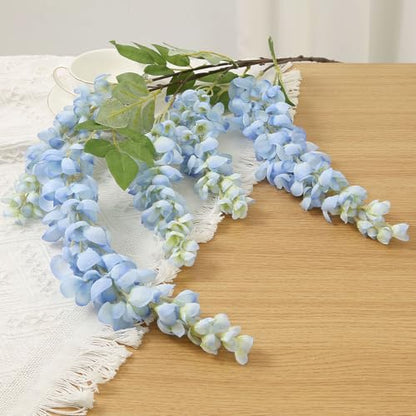 4pcs 47.2in Artificial Fake Wisteria Hanging Flower Garland Silk(blue) - color: Blue