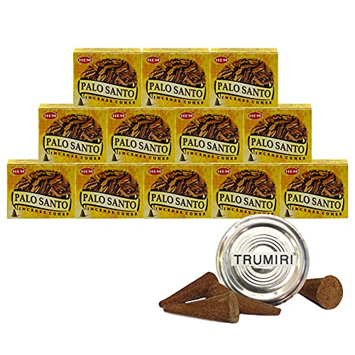 Palo Santo Incense Cones and Burner Holder Bundle from Hem Incense Trumiri for Smudging and Aroma - color: Palo Santo