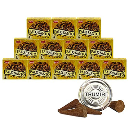 Palo Santo Incense Cones and Burner Holder Bundle from Hem Incense Trumiri for Smudging and Aroma - color: Palo Santo