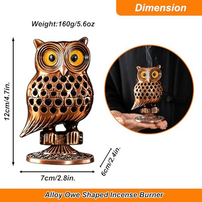 Alloy Owl Shaped Incense Burner with Incense Coils–(Bronze) - color: Bronze