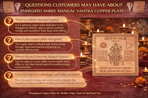 Shree Mangal Yantra Copper Plate (Small) – Gold Plated Mangal Yantram for Vastu Correction, Wallet, Puja & Good Luck | Shri Mangal Nivaran Yantra for Positive Energy & Protection