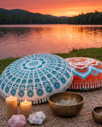 Hihealer Meditation Cushion, Large Velvet Floor Pillow for Yoga, Meditation - color: Green