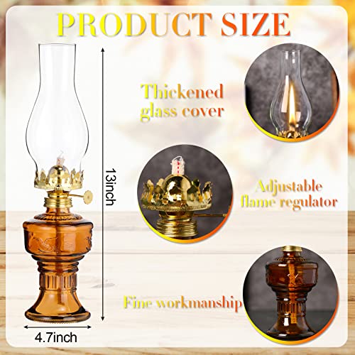 2 Pcs Oil Lamps for Indoor Use, Hurricane Kerosene Lamp, Brown - color: Brown