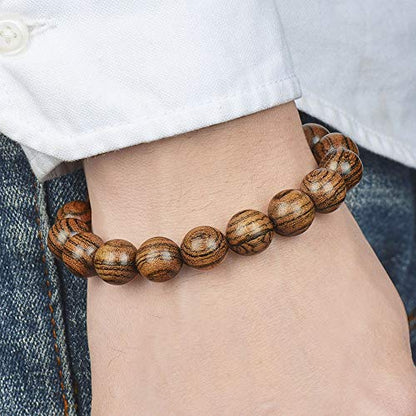 Prayer Bead bracelet Mala Beaded Bracelets for Men Women 12/15MM … - color: 12mm 17 beads Tiger skin