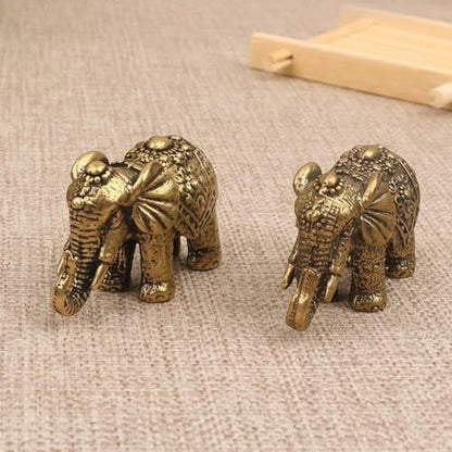 Solid Brass Miniature Elephant Statue,Brass Animals Figurine Decorative, Good Luck Symbol,Ideal Collection Gift,2.05"× 1.14"(2pcs Elephant) - color: Elephant-2pcs