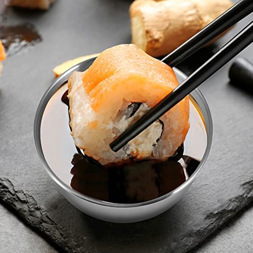 10 Pack 3.3inch Stainless Steel Sauce Dishes Mini Individual Saucers Bowl Round Seasoning Dishes Sushi Dipping Bowl Appetizer Plates, Sliver - color: Sliver x 10