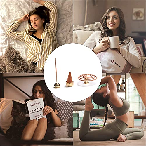 Brass Incense Holder 3 Styles, Bottom Through-Hole Making for Easy Emptying No Waste Incense Burner for Incense Sticks/Coil/Cones Stick Burner for Yoga, Home Fragrance Decoration