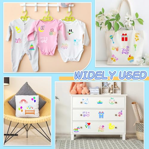 Augshy 56Pcs Baby Shower Stencils for Onesies, 3 inch Reusable Painting DIY - style: Baby Shower