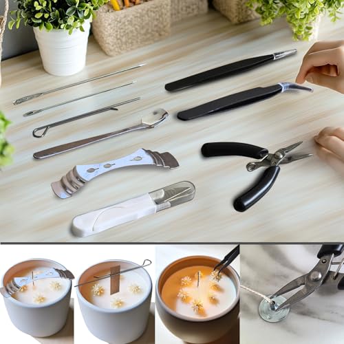 Candle Making Kit for Adults Beginners with Storage Bag, Candle Making Supplies Used for Punching and Inserting Candle Mold Wicks, Candle Making Tools Including Punching Needle with Hook and Large Eye - color: Black, style: 21 PCS