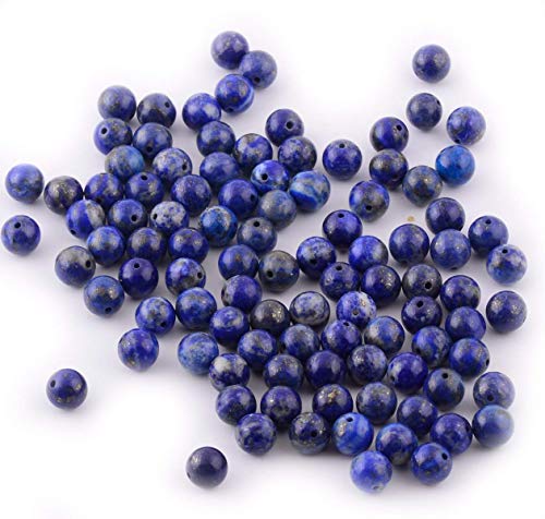 Natural Stone Beads 100pcs 6mm Lapis Lazuli Round Genuine Real Stone Beading Loose Gemstone Hole Size 1mm DIY Charm Smooth Beads for Bracelet Necklace Earrings Jewelry Making (Lapis Lazuli Blue, 6mm) - color: Lapis Lazuli Blue, size: 6mm
