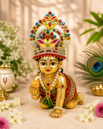 Mukut God Idol for Laddu Gopal Radha Krishna Deity Jewellery-6" - size: 6 Inches