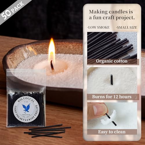 Pearled Candle Wick 2.2 Inch Black Cotton Wicks 50-Pack - Premium Metal-Free & Lead-Free Candle Wicks for Candle Making - color: Black-2.2 Inch-50pcs