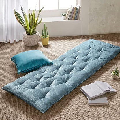 Intelligent Design Foldable Lightweight Lounge Floor Pillow 27" x 74" Aqua - color: Aqua